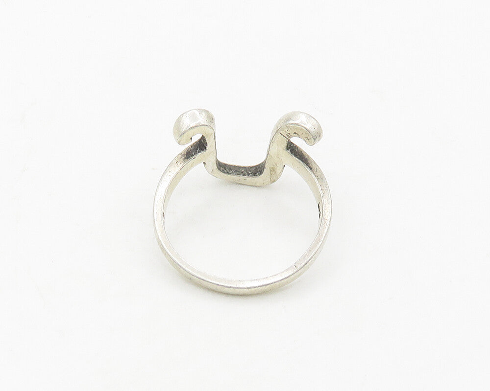 925 Sterling Silver  Vintage Shiny UShape Smooth Band Ring Sz 7  RG19659