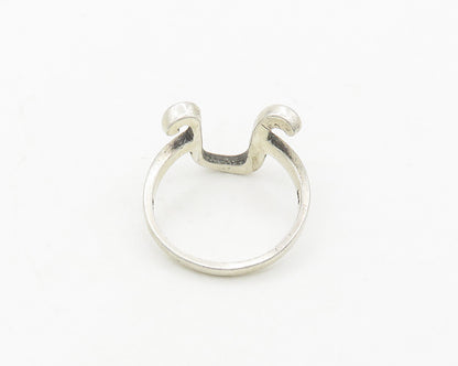 925 Sterling Silver  Vintage Shiny UShape Smooth Band Ring Sz 7  RG19659