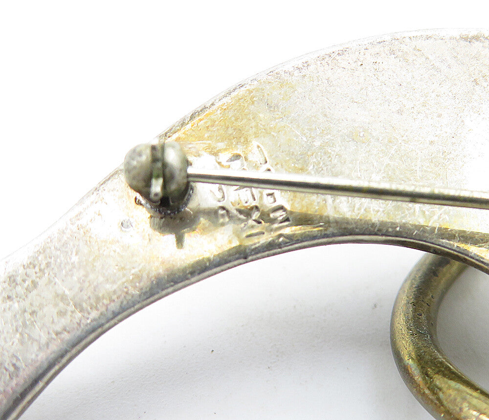 MEXICO 925 Sterling Silver  Vintage 2 Tone Leaping Dolphin Brooch Pin  BP1657