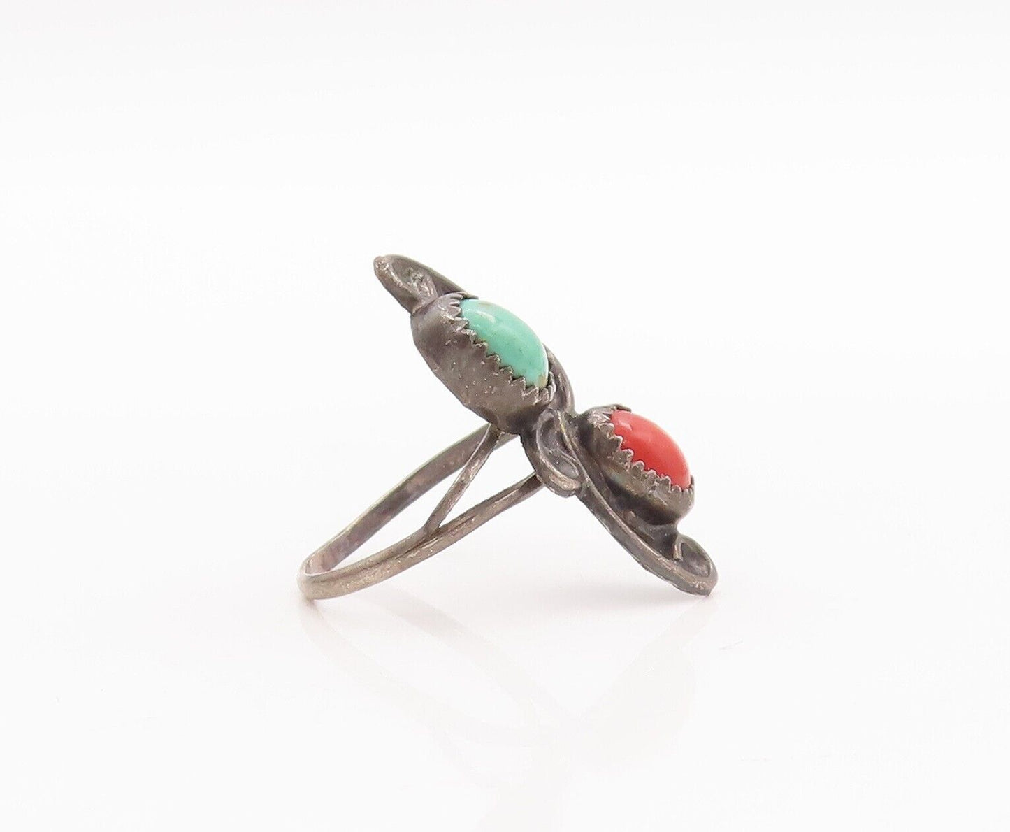 925 Sterling Silver Vintage Ring NAVAJO Two Tone Oval Carnelian  Sz 6.5  RG28544