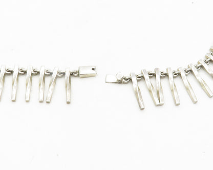 MEXICO 925 Sterling Silver  Vintage Shiny Twist Bar Chain Necklace  NE3185