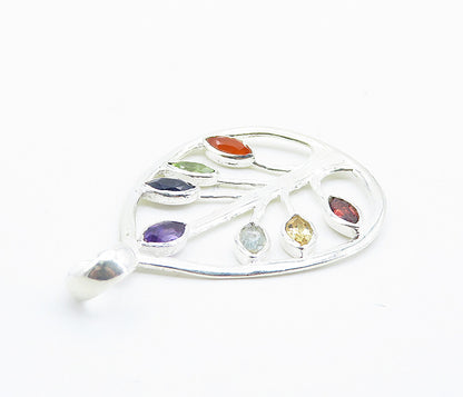 925 Silver  Topaz Amethyst Citrine Peridot & Tanzanite Tree Pendant  PT6119