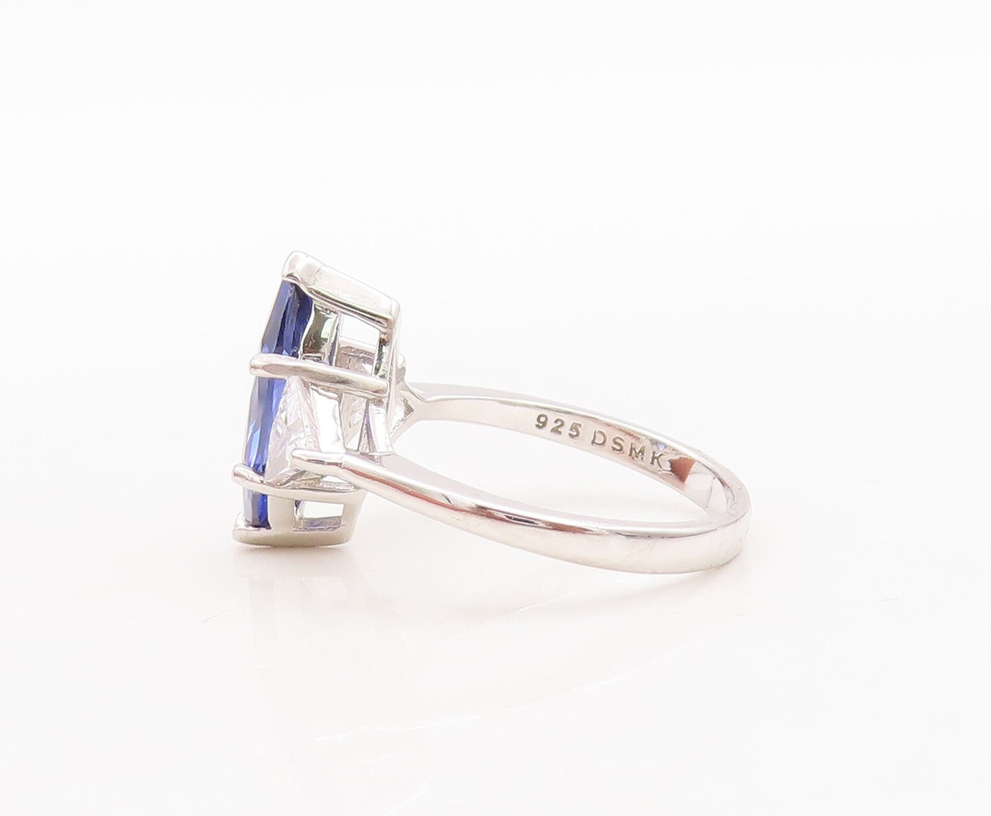 925 Sterling Silver Vintage Ring Marquise Cut Sapphire Triangle CZ  Sz 7 RG29462