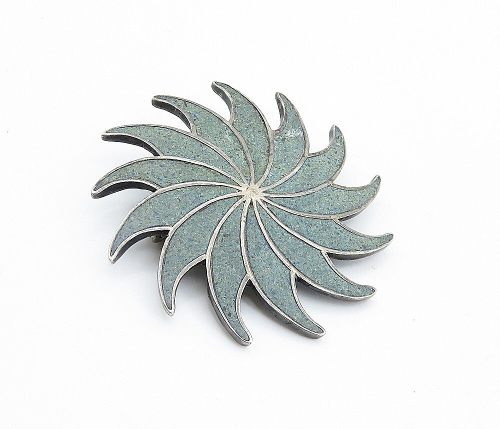 A. GARCIA MEXICO 925 Silver  Vintage Inlaid Jasper Floral Brooch Pin  BP2821