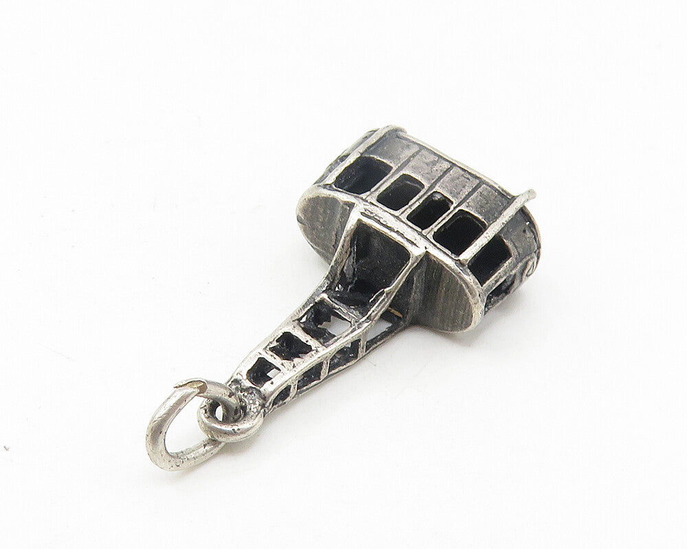 925 Sterling Silver  Vintage Petite Oxidized Cable Lift Motif Pendant  PT8906