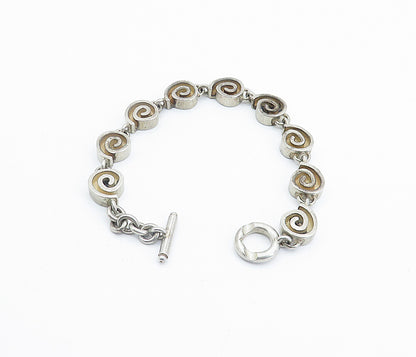 925 Sterling Silver & 14K GOLD  Vintage Spiral Link Chain Bracelet  BT3326