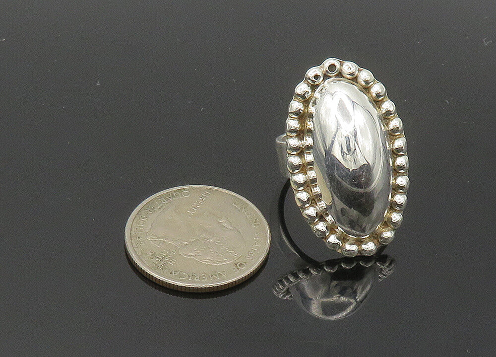 MEXICO 925 Silver  Vintage Shiny Oval Bubble Dome Band Ring Sz 8.5  RG20659