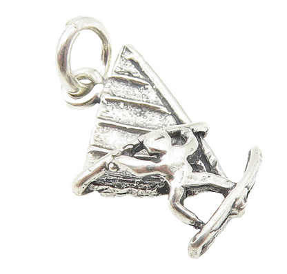 925 Sterling Silver  Vintage Petite Dark Tone Wind Surfer Pendant  PT8810
