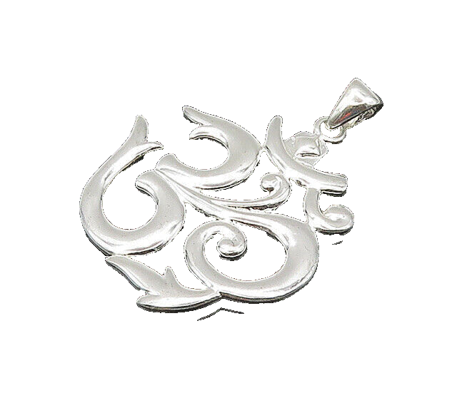 925 Sterling Silver  Vintage Spiritual "OM" Symbol Meditation Pendant  PT17196