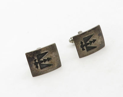 925 Sterling Silver  Vintage Oxidized Design Square Cufflinks  TR2251