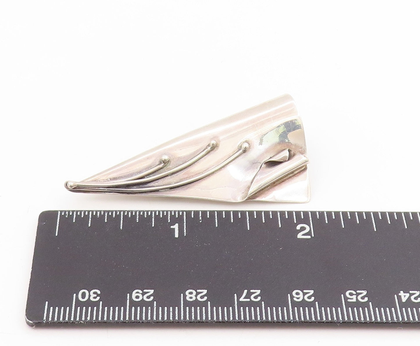 925 Sterling Silver Vintage Brooch SOYKA HOROSKO Folded Ribbon Design  BP12223
