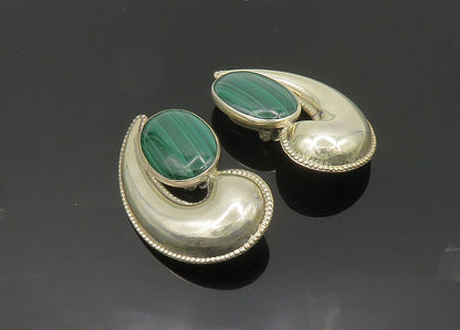 TULLA BOOTH 925 Silver  Vintage Malachite Shiny Non Pierce Earrings  EG10036