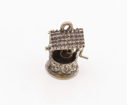 BEAU 925 Silver  Vintage Antique Wishing Water Well Drop Pendant  PT21718