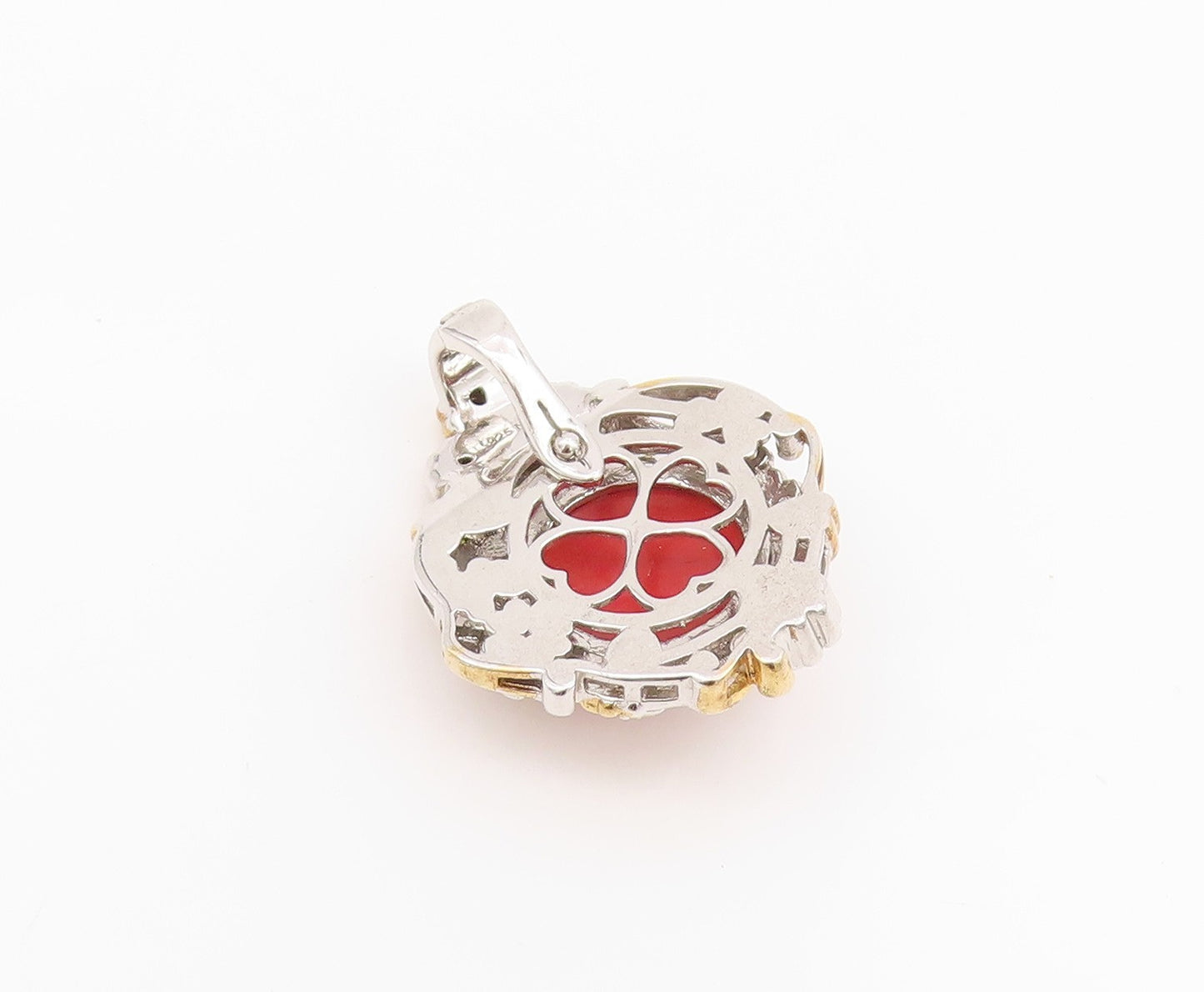 925 Sterling Silver Vintage Pendant MICHAEL VALITUTTI Gemstone Flowers  PT24242
