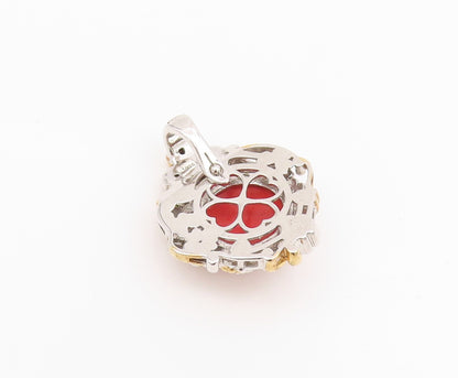 925 Sterling Silver Vintage Pendant MICHAEL VALITUTTI Gemstone Flowers  PT24242