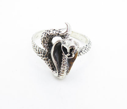 925 Sterling Silver  Vintage Cobra Snake Motif Large Band Ring Sz 13  RG7426