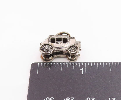 925 Sterling Silver  Vintage Old Fashioned Carriage Dark Tone Pendant  PT15993