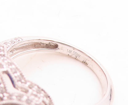 925 Sterling Silver Vintage Ring Oval Cut Sapphire Halo CZ Bands  Sz 7  RG31536