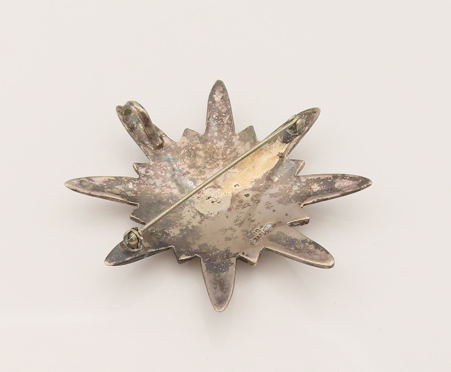 925 Sterling Silver  Vintage Minimalist Christmas Star Dome Brooch Pin BP10253