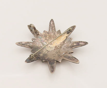 925 Sterling Silver  Vintage Minimalist Christmas Star Dome Brooch Pin BP10253