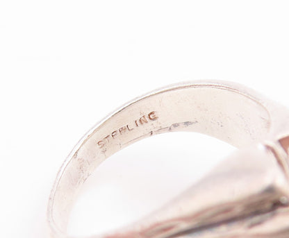 925 Sterling Silver Vintage Ring Classic Ribbed Feather Wing Band  Sz 7  RG36012