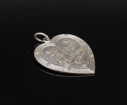 925 Sterling Silver Vintage Engraved Happy Birthday Love Heart Pendant PT21839