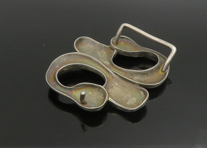 925 Sterling Silver  Vintage Shiny Heavy Modernist Belt Buckle  TR3178