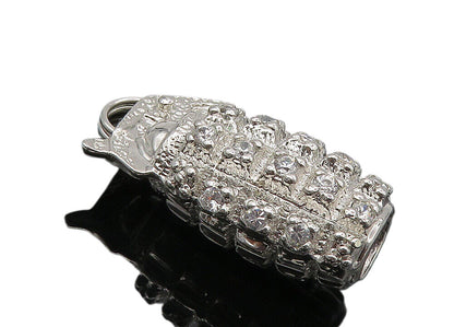 925 Sterling Silver  Vintage Shiny Cubic Zirconia Hand Grenade Pendant  PT7254