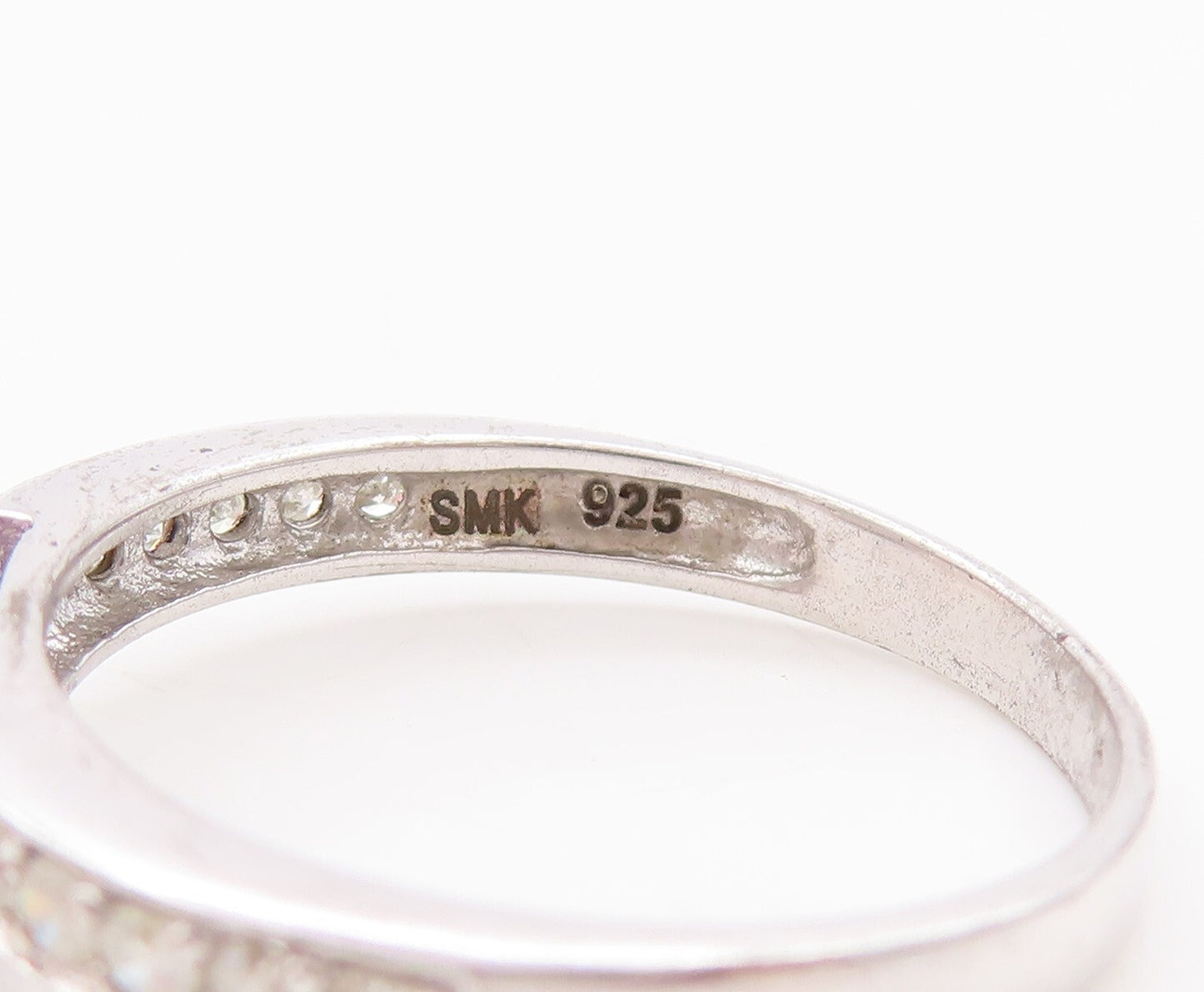 925 Sterling Silver Vintage Ring Oval Gemstones & Real Diamonds  Sz 7  RG29447