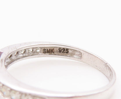 925 Sterling Silver Vintage Ring Oval Gemstones & Real Diamonds  Sz 7  RG29447