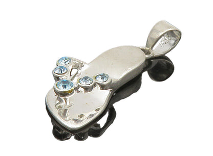 925 Sterling Silver  Vintage Blue Topaz Flip Flop Sandal Motif Pendant PT11429
