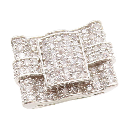 925 Sterling Silver Vintage Ring Round CZ Clustered Buckle Band  Sz 7  RG34328
