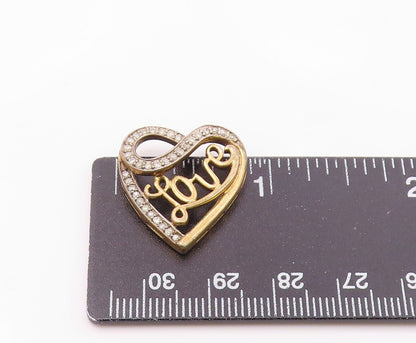 925 Sterling Silver  Vintage Genuine Diamonds Love Heart Pendant  PT10369
