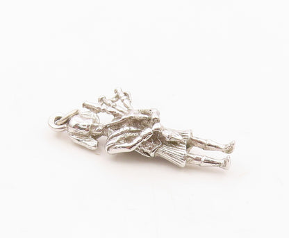 925 Silver  Vintage Bagpiper Playing Scottish Instrument Pendant  PT20069