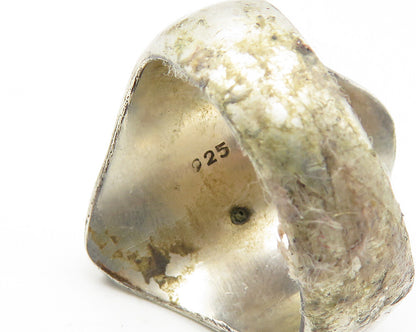 925 Sterling Silver  Vintage Twist Detail Hollow Band Ring Sz 6  RG10217