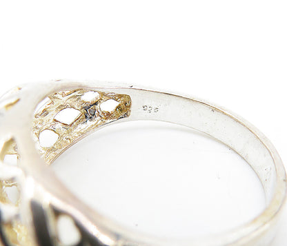925 Sterling Silver  Polished Open Weaved Design Dome Band Ring Sz 9  RG7389
