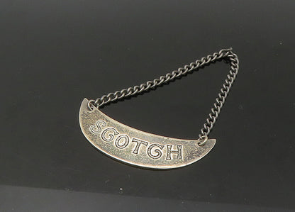925 Sterling Silver  Vintage Oxidized Scotch Bottle Label Tag   TR3094