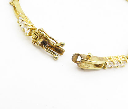 925 Sterling Silver  Cubic Zirconia Shiny Gold Plated Chain Bracelet  BT3944