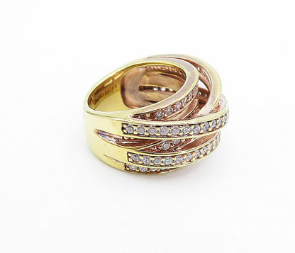 925 Sterling Silver  Vintage Topaz Gold Plated Split Band Ring Sz 6  RG5208