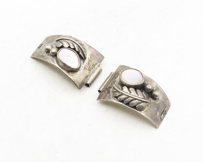 EDWARD ZUNI 925 Sterling Silver  Vintage Mother Of Pearl Watch Clips  TR1637
