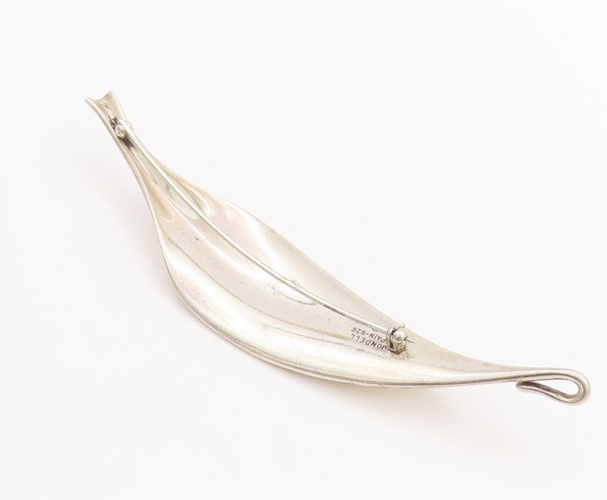 925 Sterling Silver Vintage Brooch Pin JONDELL Solid Spain Designer Leaf BP11075