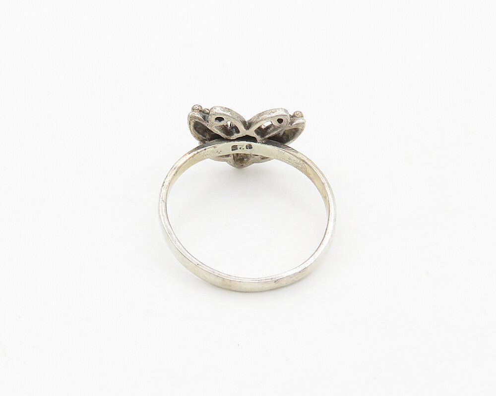 925 Sterling Silver  Vintage Shiny Butterfly Motif Band Ring Sz 8  RG19356
