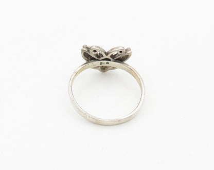 925 Sterling Silver  Vintage Shiny Butterfly Motif Band Ring Sz 8  RG19356
