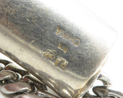 RAGE 925 Sterling Silver Vintage Curved Pendant Curb Chain Necklace NE2360