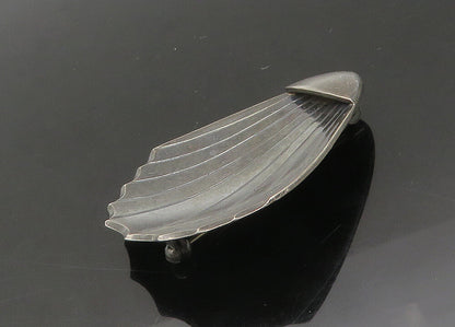 DENMARK 925 Silver  Vintage Oxidized Clam Shell Motif Brooch Pin  BP8745