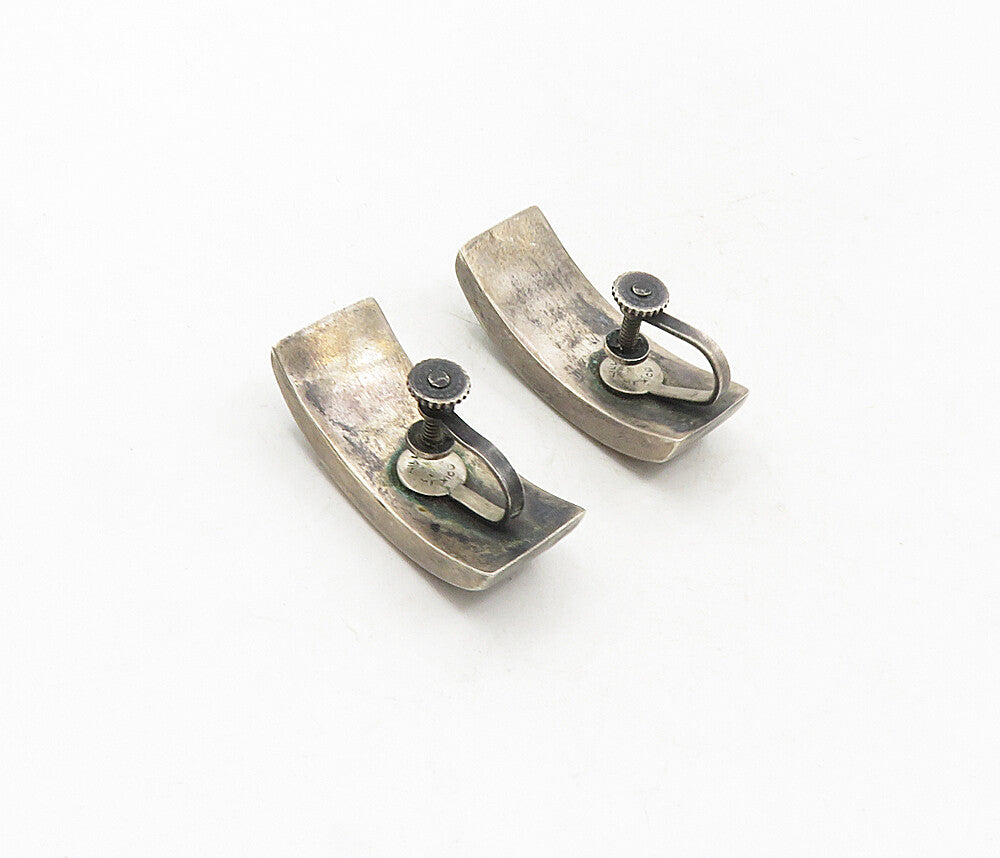 MEXICO 925 Sterling Silver  Vintage Antique Dark Tone Drop Earrings  EG4779