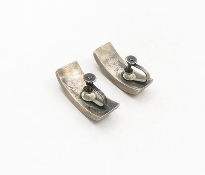 MEXICO 925 Sterling Silver  Vintage Antique Dark Tone Drop Earrings  EG4779