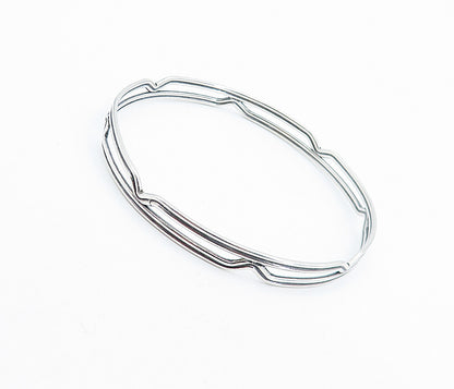 925 Sterling Silver  Vintage Shiny Open Design Round Bangle Bracelet  BT2314