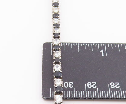 925 Silver  Vintage Shiny Cubic Zirconia & Sapphire Chain Bracelet  BT8035