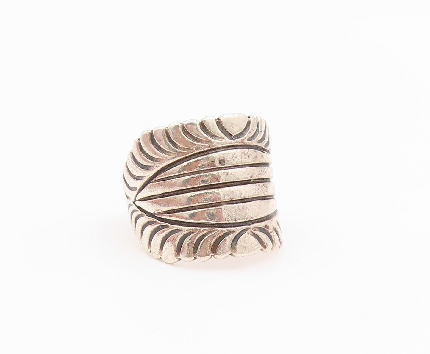 925 Sterling Silver Vintage Ring MORGAN APACHE NAVAJO Ribbed Band  Sz 8  RG36414